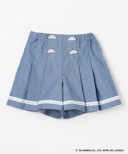日本童裝 aF#a325 x Sanrio 圓弧鈕扣短褲 100-150cm 女童款 夏季 PANTS