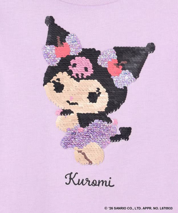 日本童裝 aF#a325 x Sanrio 接觸冷感 亮片圖案上衣 100-140cm 女童款 夏季 TOPS