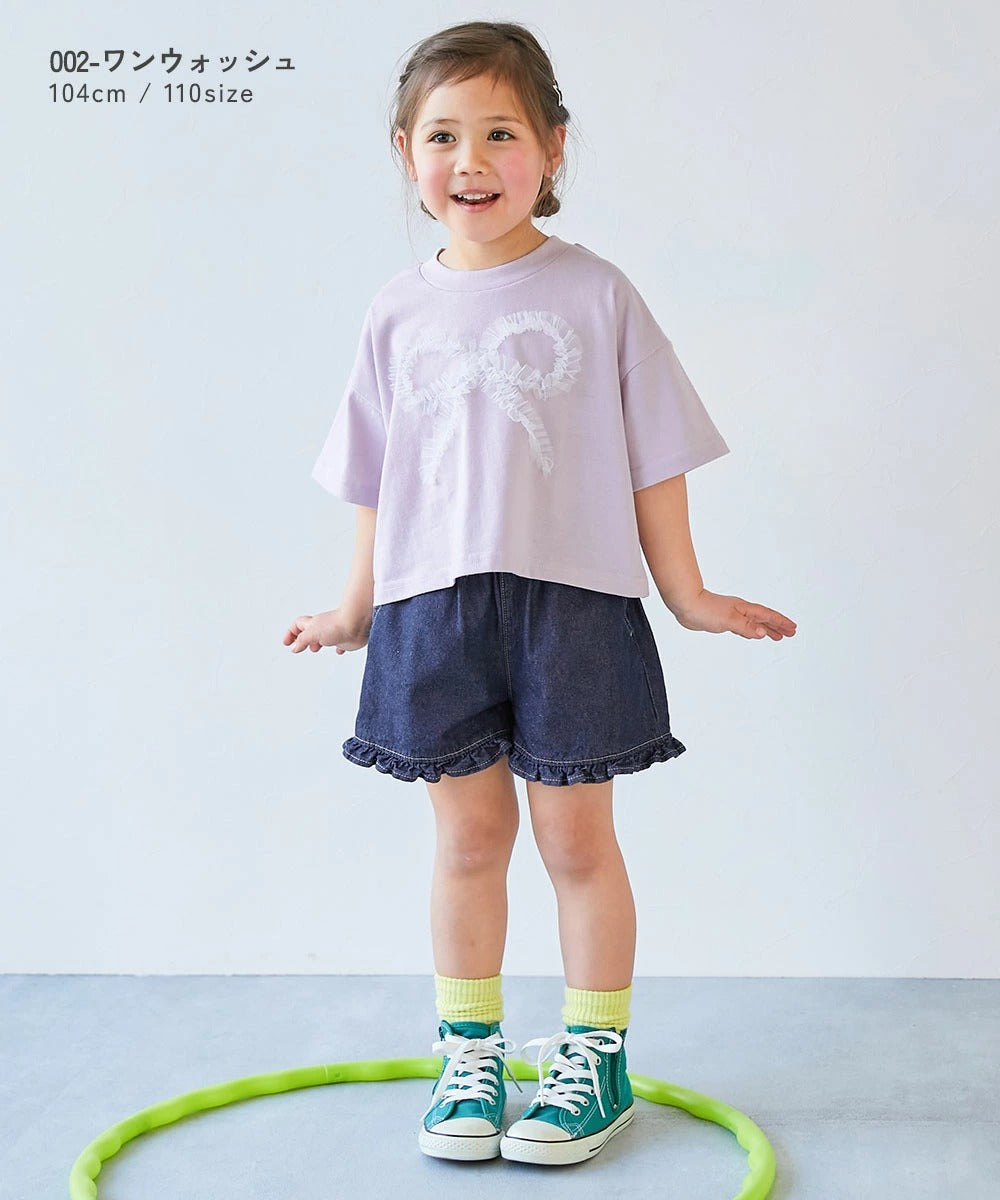 日本童裝 dev!rock 心型口袋荷葉邊牛仔短褲 100-160cm 女童款 PANTS 夏季