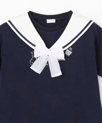 日本童裝 aF#a325 接觸冷感 2Way 水手領上衣 110-150cm 女童款 夏季 TOPS
