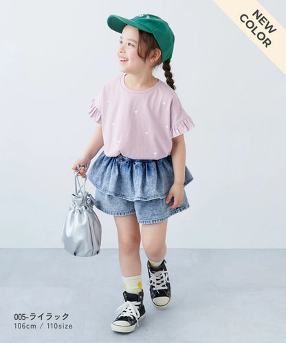 日本童裝 dev!rock 心型印花荷葉邊袖上衣 100-160cm 女童款 夏季 TOPS