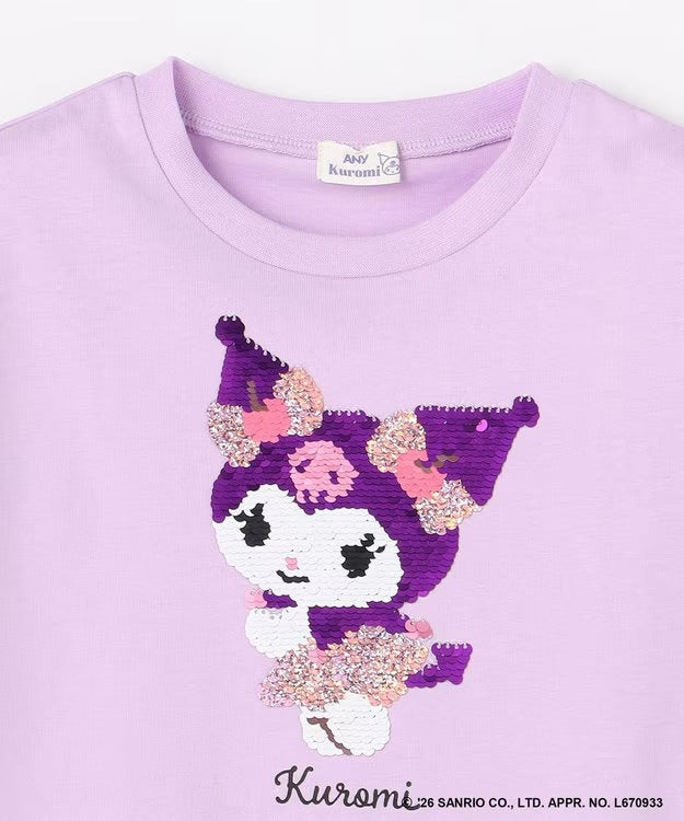 日本童裝 aF#a325 x Sanrio 接觸冷感 亮片圖案上衣 100-140cm 女童款 夏季 TOPS