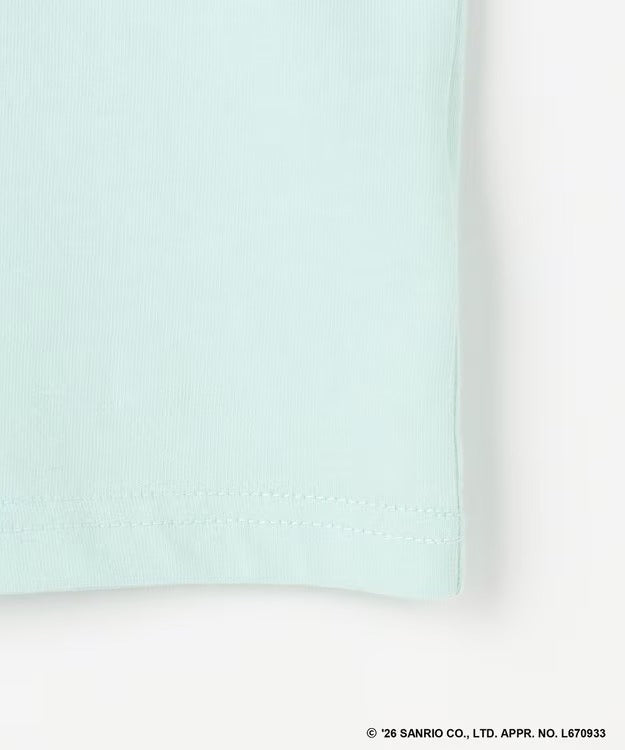日本童裝 aF#a325 x Sanrio 接觸冷感 蝴蝶結花邊袖上衣 90-150cm 女童款 夏季 TOPS