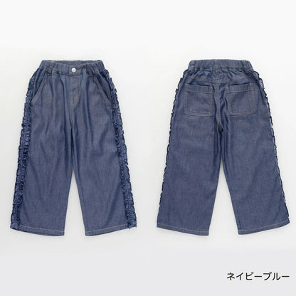 日本童裝 Branshes 接觸冷感 花邊牛仔褲 80-150cm 女童款 夏季 PANTS