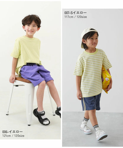 日本童裝 dev!rock 耐穿 耐洗不易變形 條紋短袖上衣 80-160cm 男童款/女童款 TOPS 夏季