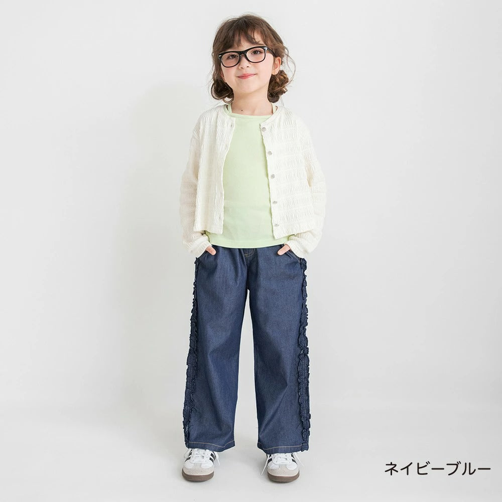 日本童裝 Branshes 接觸冷感 花邊牛仔褲 80-150cm 女童款 夏季 PANTS