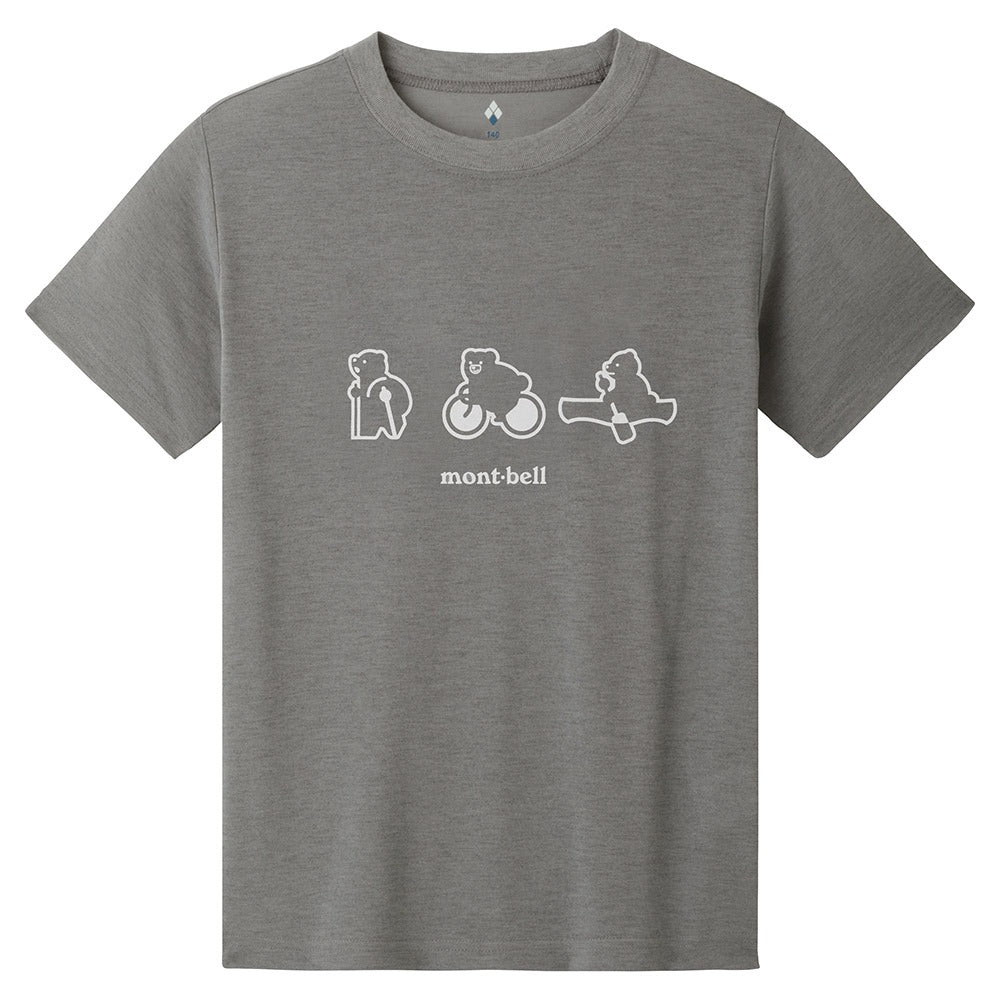 Japanese children's clothing mont-bell UV protection / quick-drying / durable / breathable / odor suppression route asking / forest show / Hokkaido killer whale pattern top XS-XL adult summer TOPS 