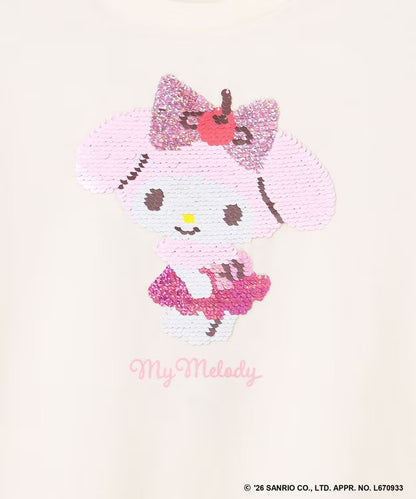 日本童裝 aF#a325 x Sanrio 接觸冷感 亮片圖案上衣 100-140cm 女童款 夏季 TOPS