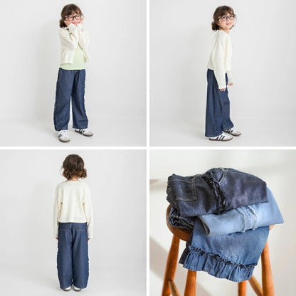 日本童裝 Branshes 接觸冷感 花邊牛仔褲 80-150cm 女童款 夏季 PANTS