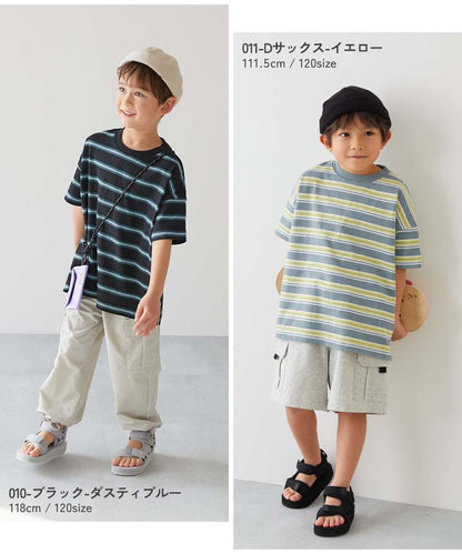 日本童裝 dev!rock 耐穿 耐洗不易變形 條紋短袖上衣 80-160cm 男童款/女童款 TOPS 夏季