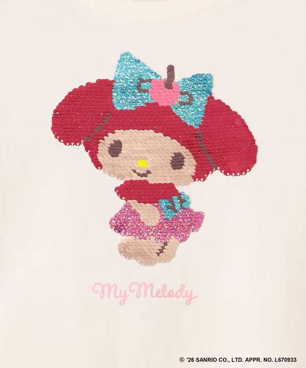 日本童裝 aF#a325 x Sanrio 接觸冷感 亮片圖案上衣 100-140cm 女童款 夏季 TOPS