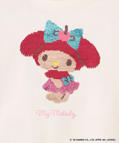 日本童裝 aF#a325 x Sanrio 接觸冷感 亮片圖案上衣 100-140cm 女童款 夏季 TOPS