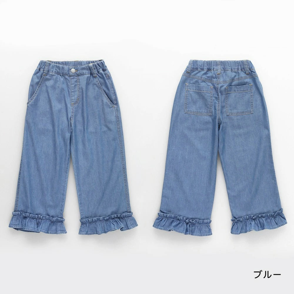 日本童裝 Branshes 接觸冷感 花邊牛仔褲 80-150cm 女童款 夏季 PANTS