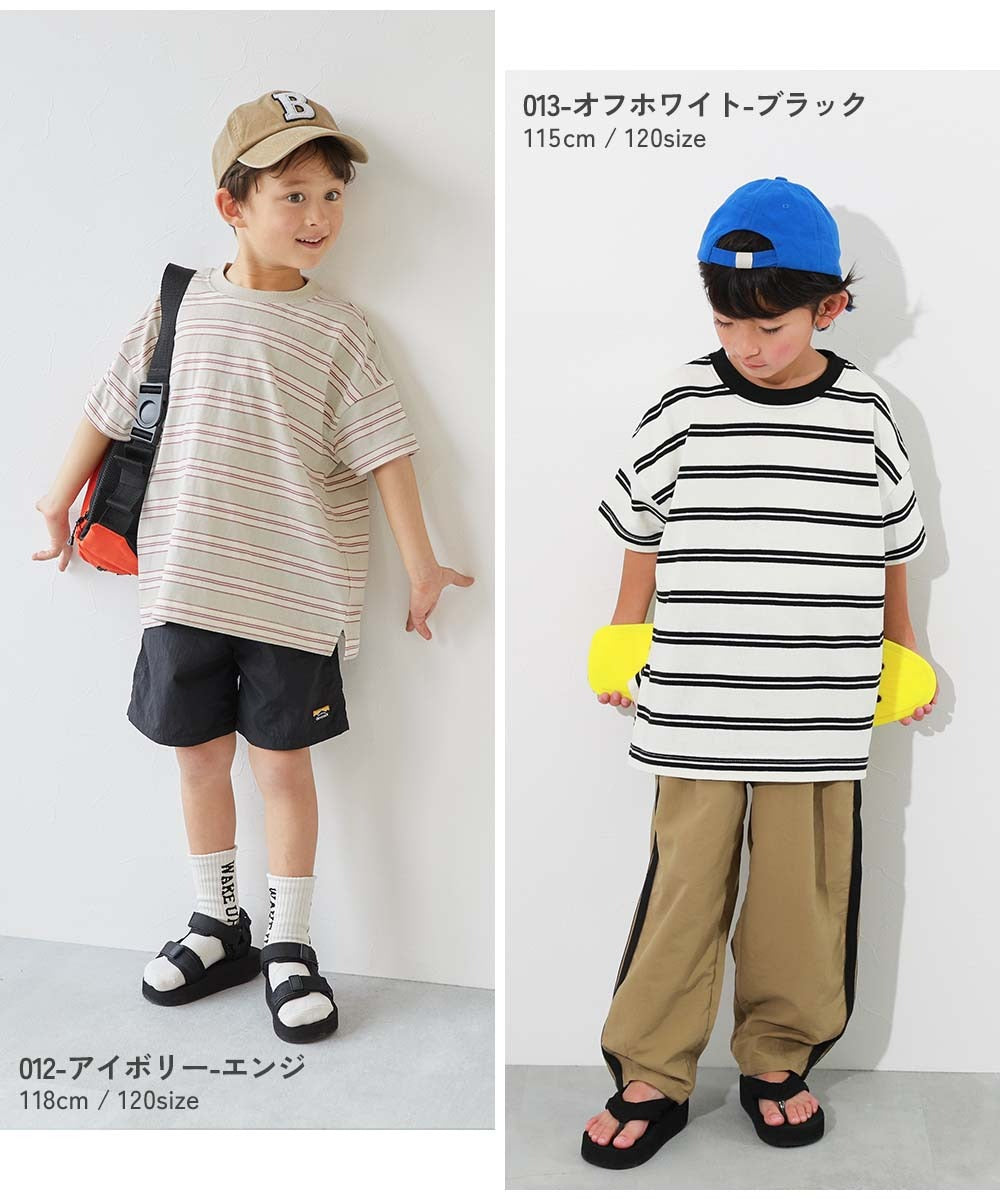 日本童裝 dev!rock 耐穿 耐洗不易變形 條紋短袖上衣 80-160cm 男童款/女童款 TOPS 夏季