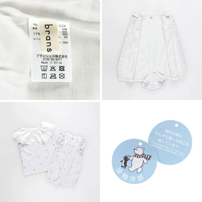 日本童裝 Branshes 接觸冷感 緞帶格仔連衣 70-80cm 女童款 初生嬰兒 夏季 Jumpsuit