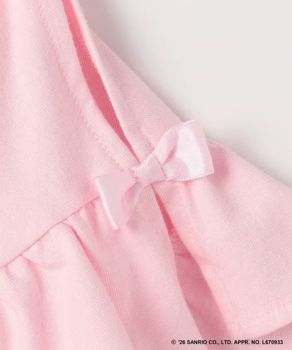 日本童裝 aF#a325 x Sanrio 接觸冷感 蝴蝶結花邊袖上衣 90-150cm 女童款 夏季 TOPS