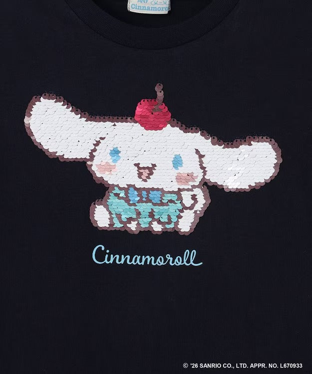 日本童裝 aF#a325 x Sanrio 接觸冷感 亮片圖案上衣 100-140cm 女童款 夏季 TOPS