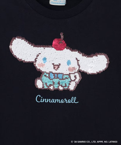 日本童裝 aF#a325 x Sanrio 接觸冷感 亮片圖案上衣 100-140cm 女童款 夏季 TOPS