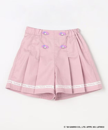 日本童裝 aF#a325 x Sanrio 圓弧鈕扣短褲 100-150cm 女童款 夏季 PANTS