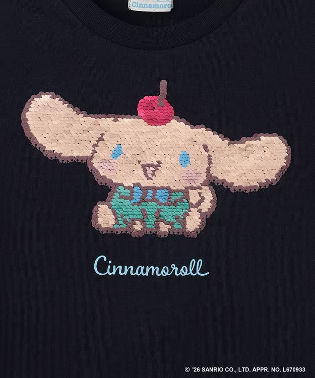 日本童裝 aF#a325 x Sanrio 接觸冷感 亮片圖案上衣 100-140cm 女童款 夏季 TOPS