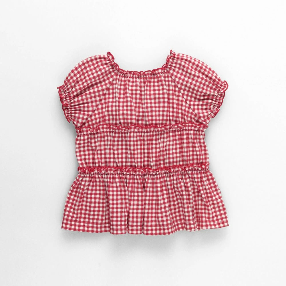 日本童裝 Branshes 蝴蝶結格紋襯衫 80-150cm 女童款 夏季 TOPS