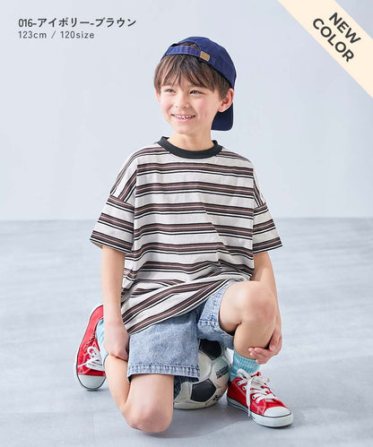 日本童裝 dev!rock 耐穿 耐洗不易變形 條紋短袖上衣 80-160cm 男童款/女童款 TOPS 夏季