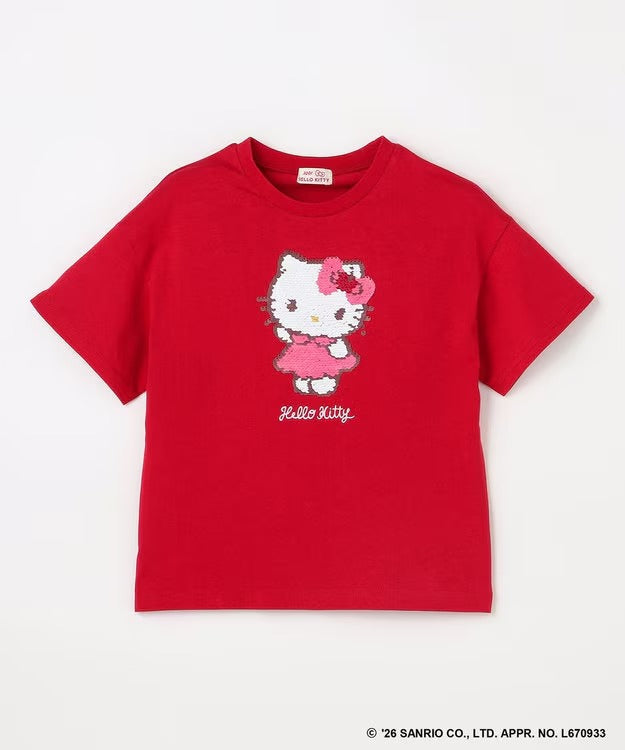 日本童裝 aF#a325 x Sanrio 接觸冷感 亮片圖案上衣 100-140cm 女童款 夏季 TOPS