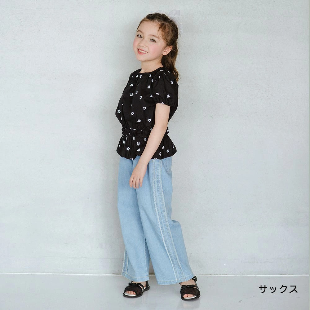 日本童裝 Branshes 接觸冷感 花邊牛仔褲 80-150cm 女童款 夏季 PANTS