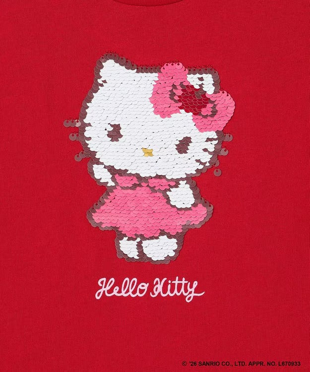 日本童裝 aF#a325 x Sanrio 接觸冷感 亮片圖案上衣 100-140cm 女童款 夏季 TOPS