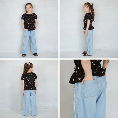 日本童裝 Branshes 接觸冷感 花邊牛仔褲 80-150cm 女童款 夏季 PANTS