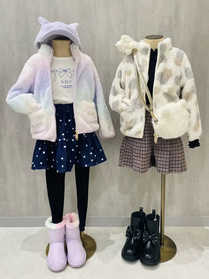 日本直送 aF#a325 蝴蝶結裝飾毛毛雪靴 16-22cm 鞋系列 其他品牌