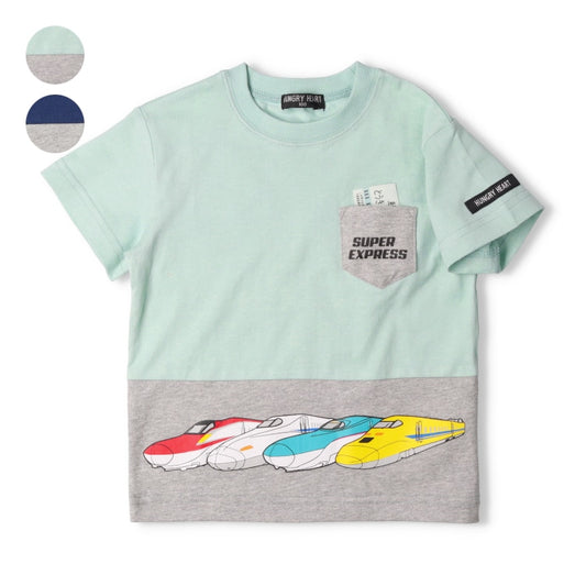 Moujonjon Hungry Heart JR Shinkansen Top (90-130cm) for Boys (Summer TOPS) (Railway Series) 