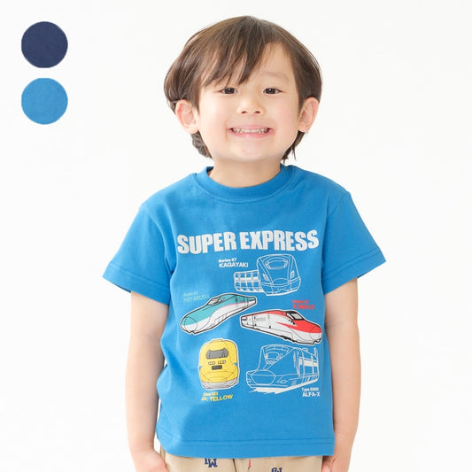 Moujonjon Hungry Heart JR Shinkansen Luminous Print Top (90-130cm/ML) for Boys and Adults (Summer TOPS Railway Series) 