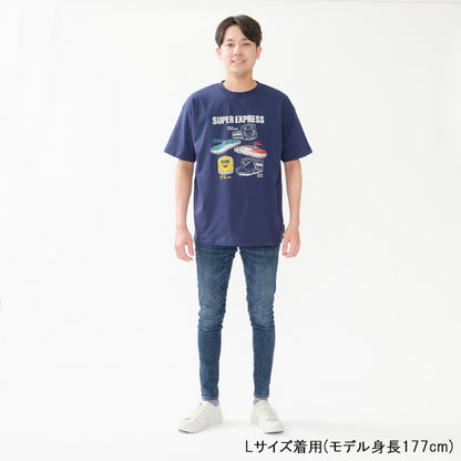 Moujonjon Hungry Heart JR Shinkansen Luminous Print Top (90-130cm/ML) for Boys and Adults (Summer TOPS Railway Series) 