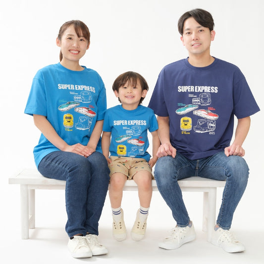 Moujonjon Hungry Heart JR Shinkansen Luminous Print Top (90-130cm/ML) for Boys and Adults (Summer TOPS Railway Series) 