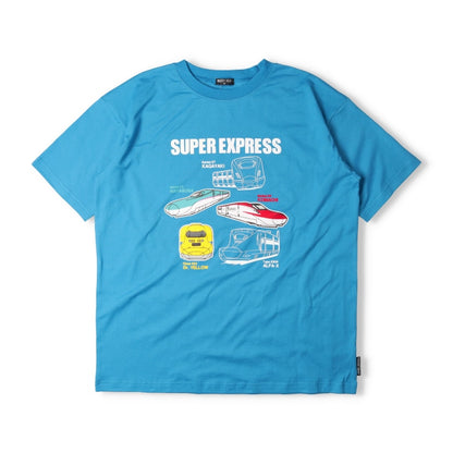 Moujonjon Hungry Heart JR Shinkansen Luminous Print Top (90-130cm/ML) for Boys and Adults (Summer TOPS Railway Series) 