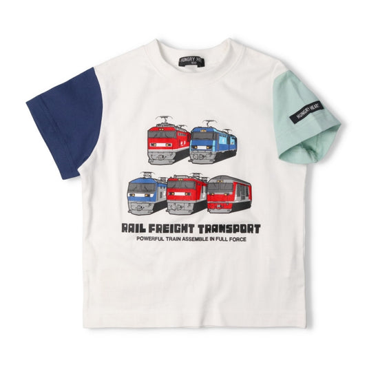 Moujonjon Hungry Heart JR Freight Train Top (90-130cm) for Boys (Summer TOPS) (Railway Series) 