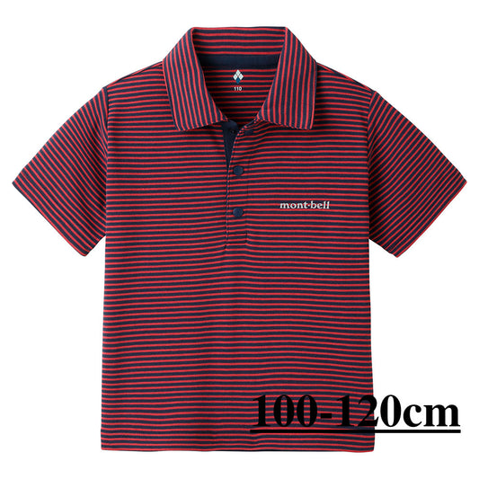 Mont-Bell (Japan) UV-resistant, quick-drying, and odor-suppressing striped polo shirts (100-160cm) for boys and girls (Summer TOPS)