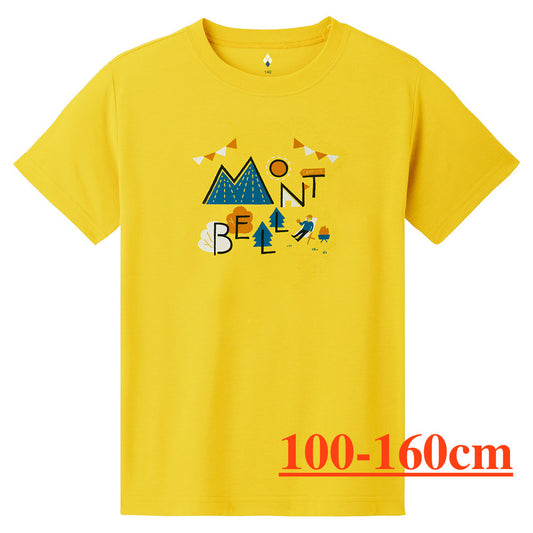 Mont-Bell (Japan) UV-resistant, quick-drying, and odor-suppressing mountain logo tops (100-160cm/XS-XL) for adults (women), boys, and girls (summer)