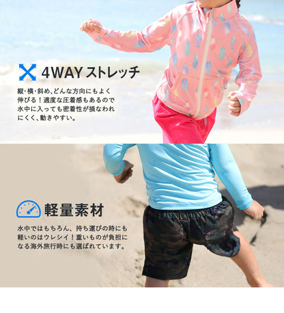 Directly from Japan, this long-sleeved, dual-use swimsuit top offers 98% UV protection, UPF50+ protection, chlorine resistance, quick drying, and lightweight. 80-150cm. Summer swimsuits for boys and girls. 