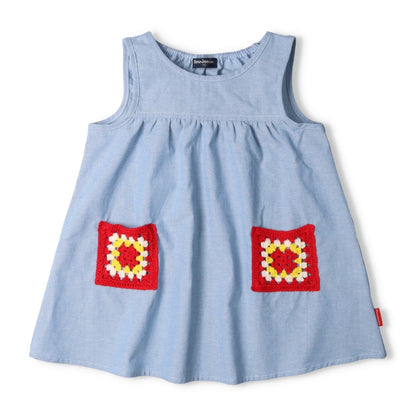 Japanese Moujonjon children's clothing embroidered pocket vest dress 90-140cm girls summer dresses 