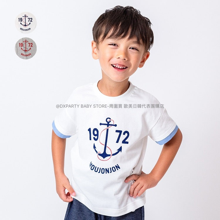 日本童裝 Moujonjon 水手LOGO上衣 80-140cm 男童款 夏季 TOPS