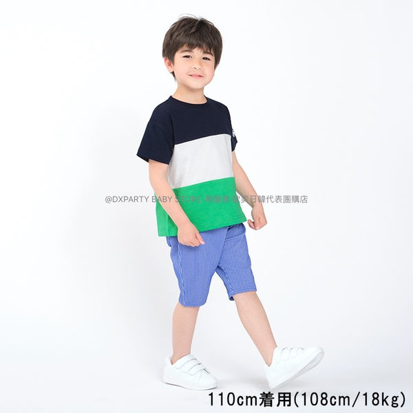 日本童裝 Moujonjon 大象刺繡間紋上衣 80-140cm 男童款 夏季 TOPS