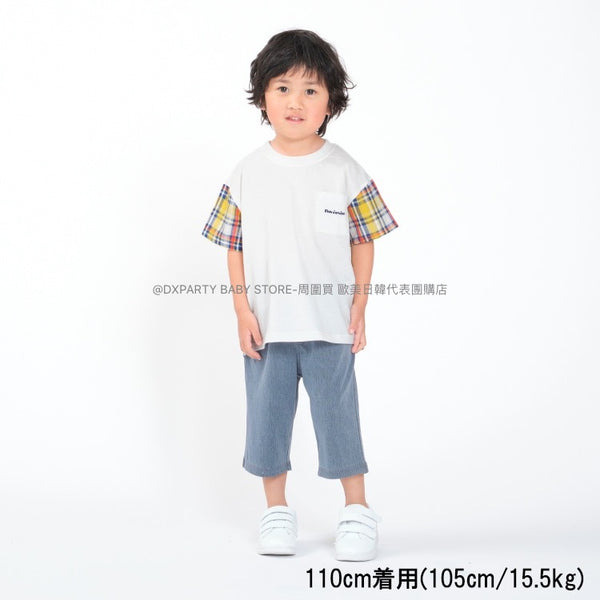 日本童裝 Moujonjon 格仔拼布上衣 80-140cm 男童款 夏季 TOPS