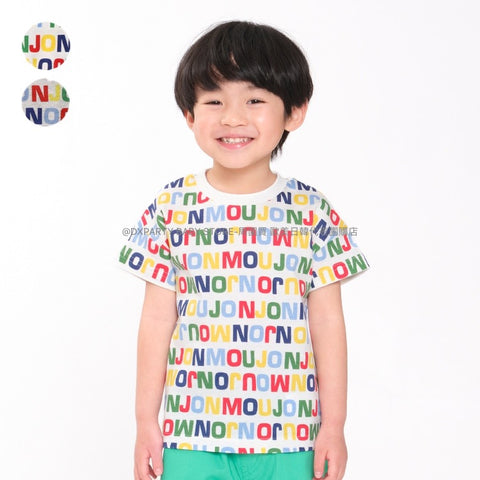 日本童裝 Moujonjon 日本製 彩字logo上衣 80-140cm 男童款 夏季 TOPS