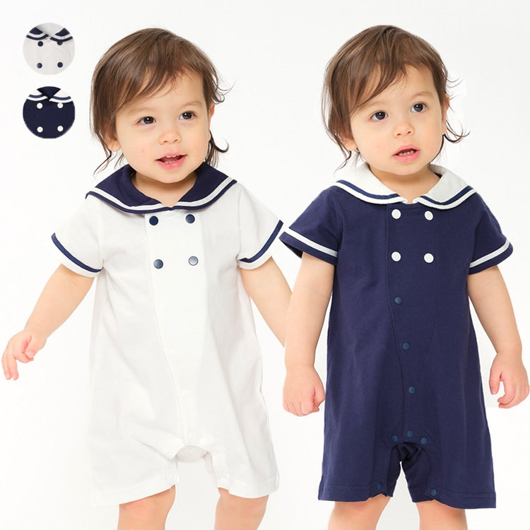 日本童裝 Moujonjon 水手風連衣 70-80cm 男童款/女童款 初生嬰兒 夏季 Jumpsuit