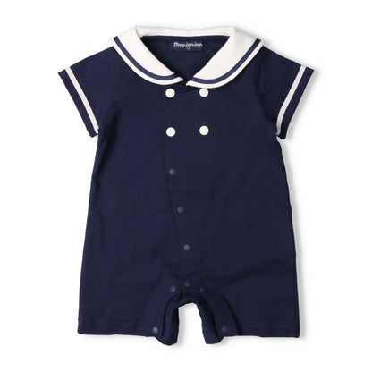 Moujonjon Japanese Children's Clothing Sailor-Style Jumpsuit (70-80cm) for Boys and Girls (Summer Jumpsuit for Newborns) 