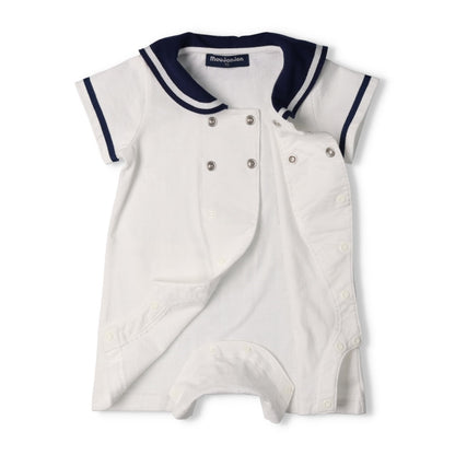 Moujonjon Japanese Children's Clothing Sailor-Style Jumpsuit (70-80cm) for Boys and Girls (Summer Jumpsuit for Newborns) 