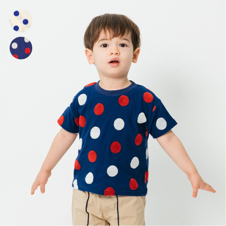 Japanese Moujonjon Polka Dot Short Sleeve Top 80-140cm Boys Summer TOPS 