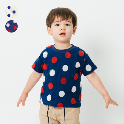 Japanese Moujonjon Polka Dot Short Sleeve Top 80-140cm Boys Summer TOPS 